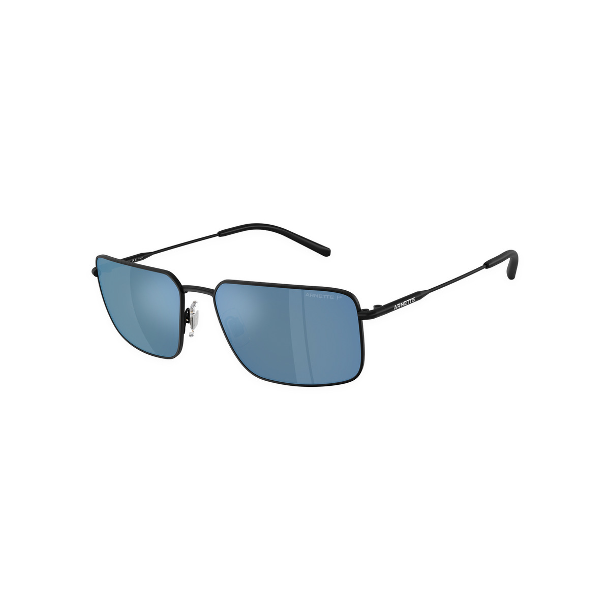 Sleek square frame Arnette sunglasses featuring polarized blue mirror lenses